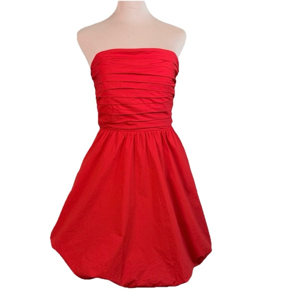 Ever New Phoebe Strapless Bubble Hem Dress Flame Scarlet Red Size 6 NWT Pockets - Picture 5 of 10